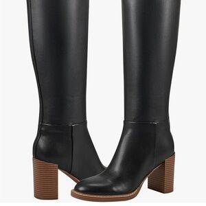 Marc Fisher Gabey Knee-High Boots with Stacked Brown Block Heel - worn once 8 WC